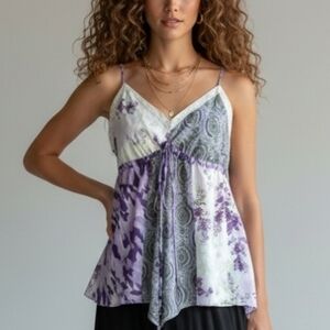 Y2k Mix‎ It Babydoll Top Size XL Petite Patchwork Purple Layered Fairy Whimsy